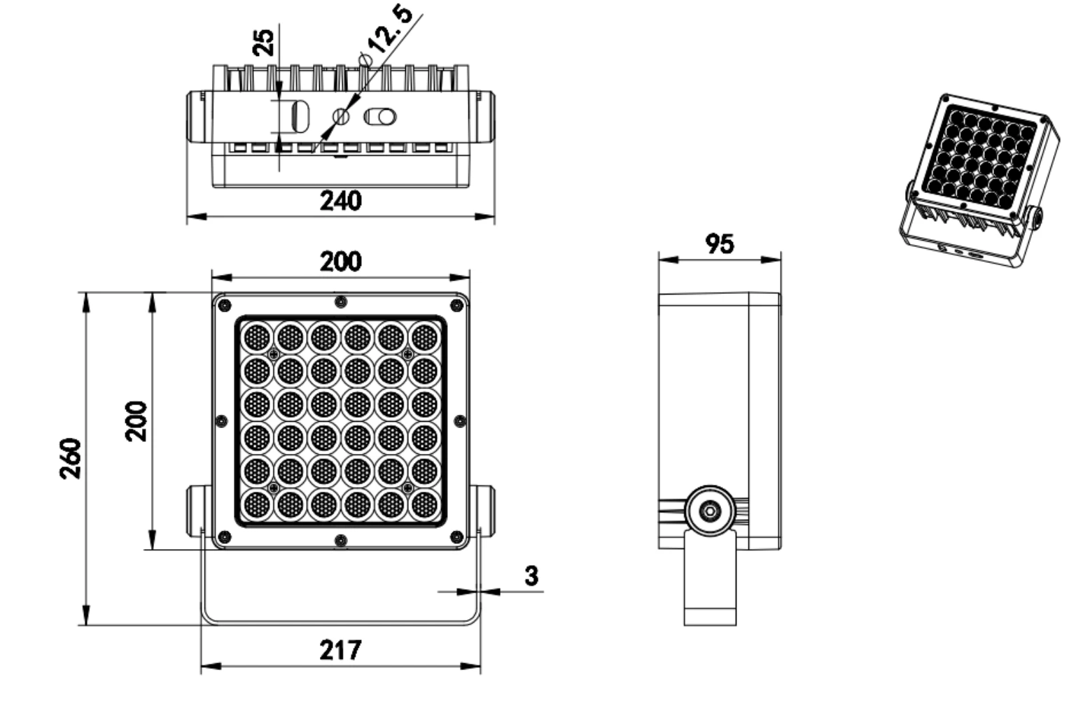 Square Multi-Lens Floodlight